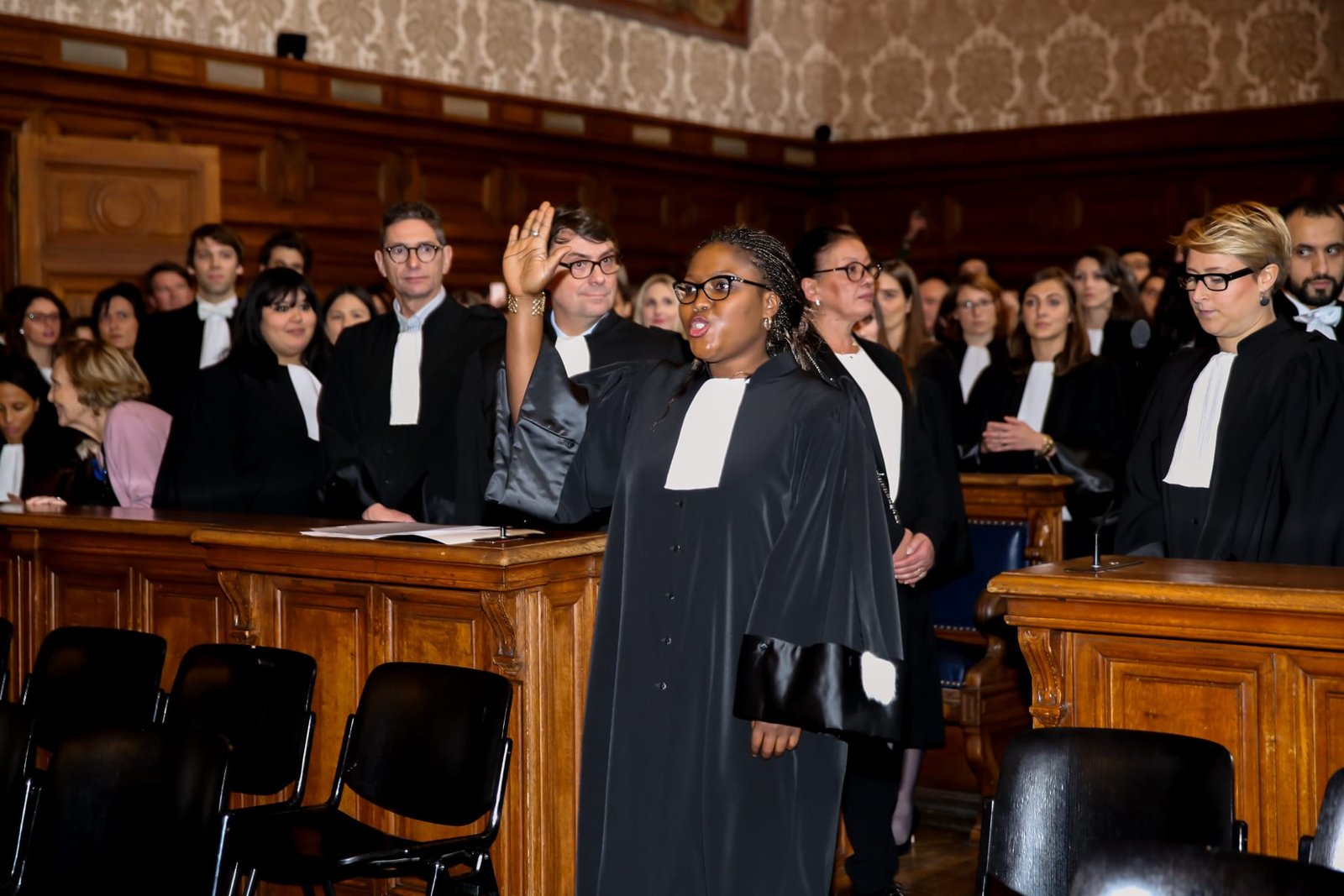 Maître Patricia De Chacus lors de sa prestation de serment au Palais de Justice